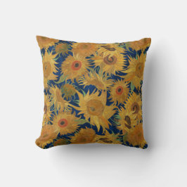 Cojín Decorativo Vincent Van Gogh Girasoles Azul Marino Amarillo