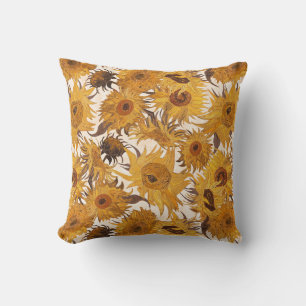Cojín Decorativo Vincent Van Gogh Girasoles Crema Amarillo Marrón