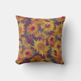 Cojín Decorativo Vincent Van Gogh Girasoles Violeta Amarillo