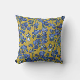 Cojín Decorativo Vincent Van Gogh Irises Cobalt Blue Mustard Yellow