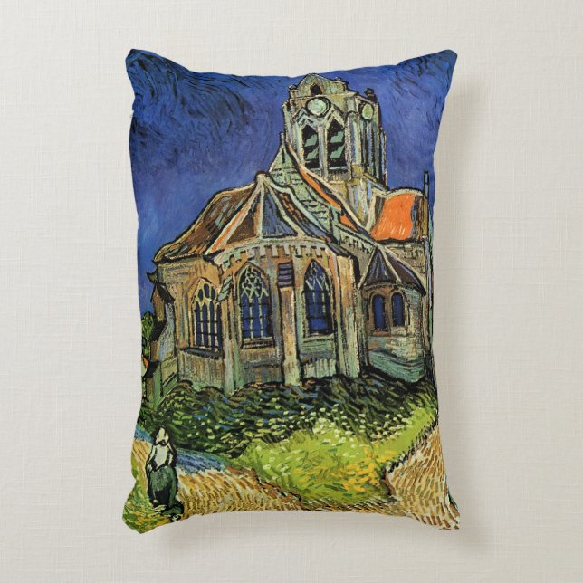 Cojín Decorativo Vincent van Gogh - La Iglesia de Auvers (Frente (Vertical))