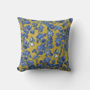 Cojín Decorativo Vincent Van Gogh Lirios Azul Cobalto Amarillo Most