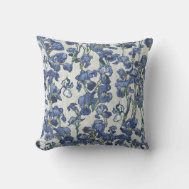 Cojín Decorativo Vincent Van Gogh Lirios Piedra Blanca Cobalto Azul