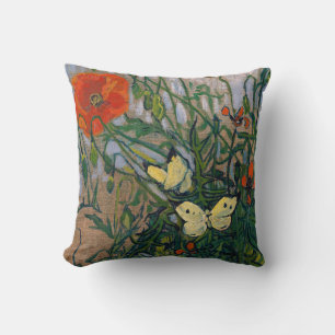 Cojín Decorativo Vincent van Gogh - Mariposas y Amapolas