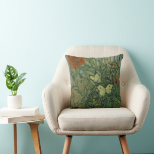 Cojín Decorativo Vincent van Gogh - Mariposas y amapolas
