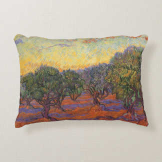 Cojín Decorativo Vincent van Gogh - Olivar, Cielo Naranja