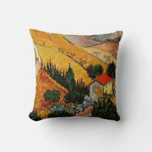 Cojín Decorativo Vincent van Gogh - Paisaje, Casa y Labrador