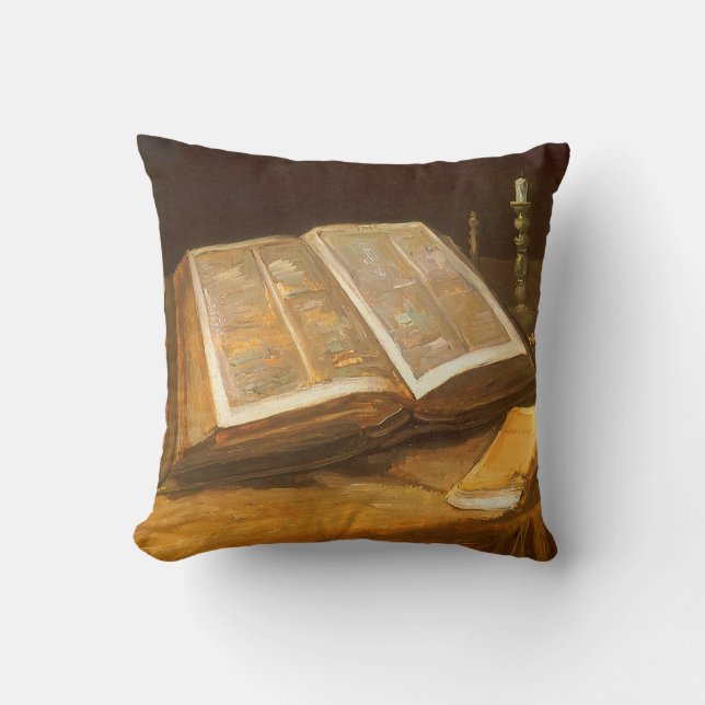 Cojín Decorativo Vincent van Gogh - Todavía la vida con la Biblia (Anverso)