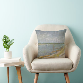 Cojín Decorativo Vincent van Gogh - Vista de un río con botes de re