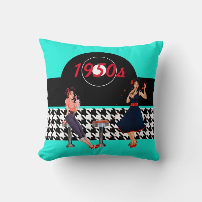 Cojín Decorativo Viñeta de gallos de los años 50 (Anverso)