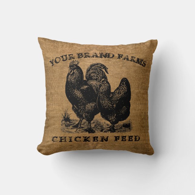 Cojín Decorativo Viñeta Faux Burlap Chicken Feack Template 2 (Anverso)