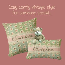 Cojín Decorativo Viñeta Rosa personalizado Doily Green Damask