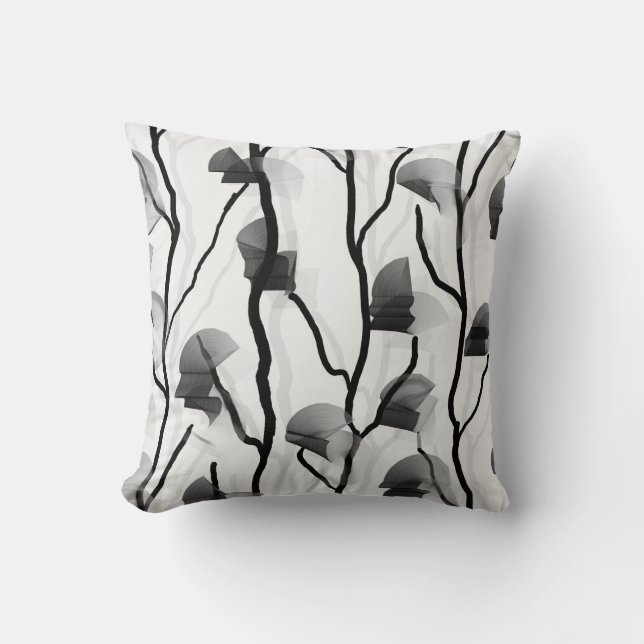 Cojín Decorativo Vino de escalada moderna blanco negro gris pintado (Anverso)