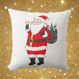 Cojín Decorativo Vino divertido de Santa Navidad / Vino blanco de S