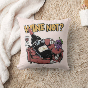 Cojín Decorativo Vino Divertido y Uvas