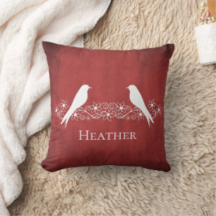 Cojín decorativo Vino Floral Red Lovebirds