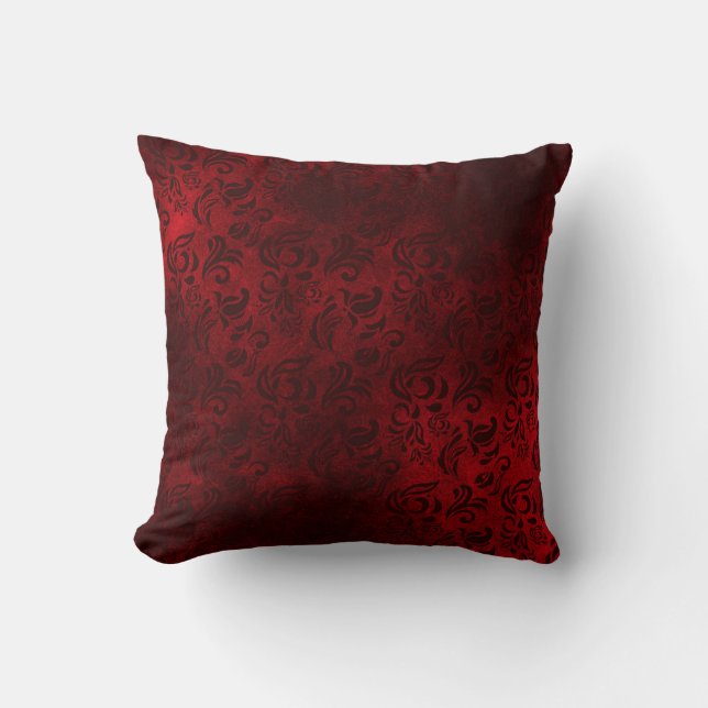 Cojín Decorativo Vino Rojo Floral Patterado (Anverso)
