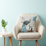 Cojín Decorativo Vinos de aves Verde azuladas Damask Peacock<br><div class="desc">Personaliza esta preciosa almohada de pavo real para decir lo que le guste o utilice la señora existente para la esposa (regalo de 2º aniversario) (recepción de bodas o regalo de recién casados) o compra dos señora y un señor para los recién casados. ... El segundo aniversario Boda es el...</div>