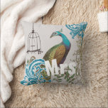 Cojín Decorativo Vinos de aves Verde azuladas Damask Peacock<br><div class="desc">Puede Personalizar esta preciosa almohada de pavo real Verde azulada de cobre verde gris azul marrón marrón marrón marrón marrón vintage para decir cualquier cosa que le guste o usar la señora existente para la esposa (recepción de bodas o regalo recién casada) (regalo de segundo aniversario) o comprar dos señora...</div>