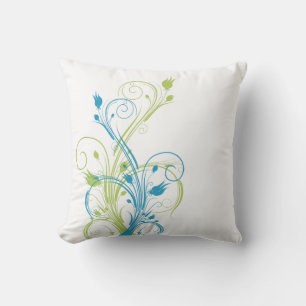 Cojín Decorativo Vinos Jumbo Verde, Azul, Blanco Floral Pillow