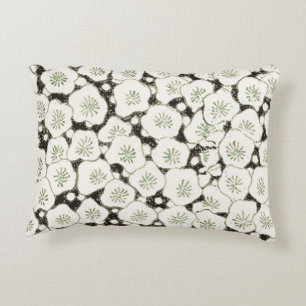 Cojín Decorativo Vintage 1902 Japonés Floral: Flor Blanca Negra