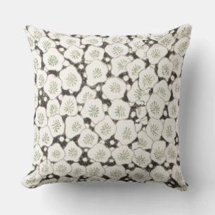 Cojín Decorativo Vintage 1902 Japonés Floral: Flor Blanca Negra