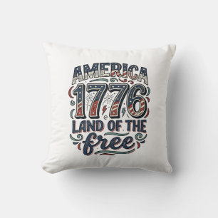 Cojín Decorativo Vintage América 1776 Tierra de la Libertad Diseño 