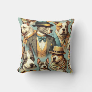 Cojín Decorativo Vintage American Pit Bull Terrier Ilustracion