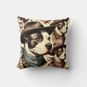 Cojín Decorativo Vintage American Pit Bull Terrier Ilustracion
