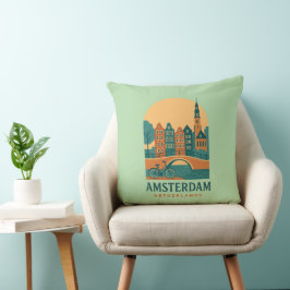 Cojín Decorativo Vintage Amsterdam Pillow - Retro Netherlands Canal