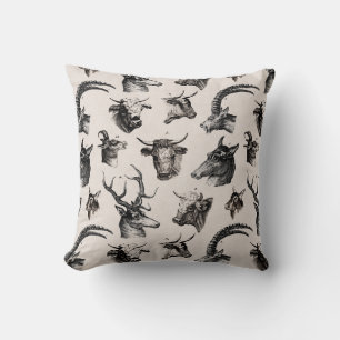 Cojín Decorativo Vintage Animales Vacas Vestidos Oxen Antelope Stag