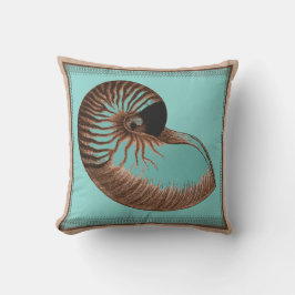 Cojín Decorativo Vintage Aqua Chambed Nautilus