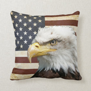 Cojín Decorativo Vintage bandera estadounidense con águila estadoun