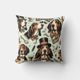 Cojín Decorativo Vintage Basset Hound Seamless