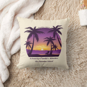 Cojín Decorativo Vintage Beach Sunset Vacation tumbona durazno