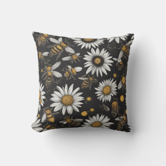 Cojín Decorativo Vintage Bees and Daisies Floral Pattern Throw Pill
