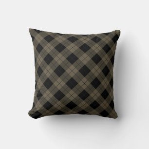 Cojín decorativo Vintage Black Brown Plaid Check