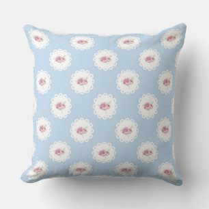 Cojín Decorativo Vintage Blue Rosa Reversible Pastel Pillow