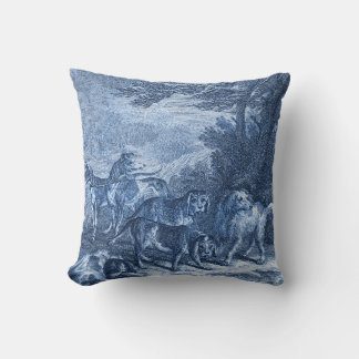 Cojín Decorativo Vintage Blue Toile Whippets y otros perros