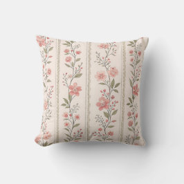 Cojín Decorativo Vintage Blush Floral Stripe Throw Pillow – Cottage