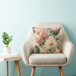 Cojín Decorativo Vintage Blush Peony Cream Floral Pattern
