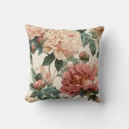 Cojín Decorativo Vintage Blush Peony Cream Floral Pattern