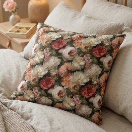 Cojín Decorativo Vintage Blush Rose Floral Garden Pattern