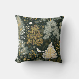 Cojín Decorativo Vintage Boho White Green Gold Árboles de Navidad