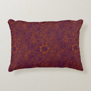 Cojín Decorativo Vintage bonito naranja oscuro morado patrón floral