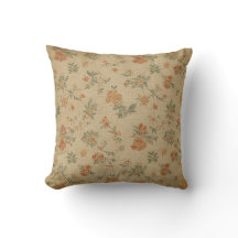Vintage Burnt Orange and Sage Green Floral