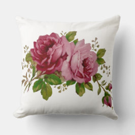 Cojín Decorativo Vintage Cabbage Rose Elegance  Throw Pillow