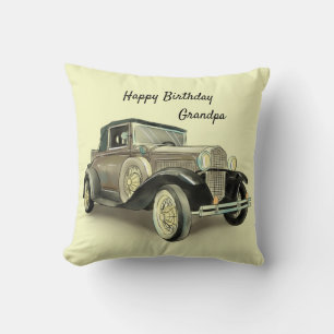 Cojín Decorativo Vintage Car Grandfather Birday Change Name etc