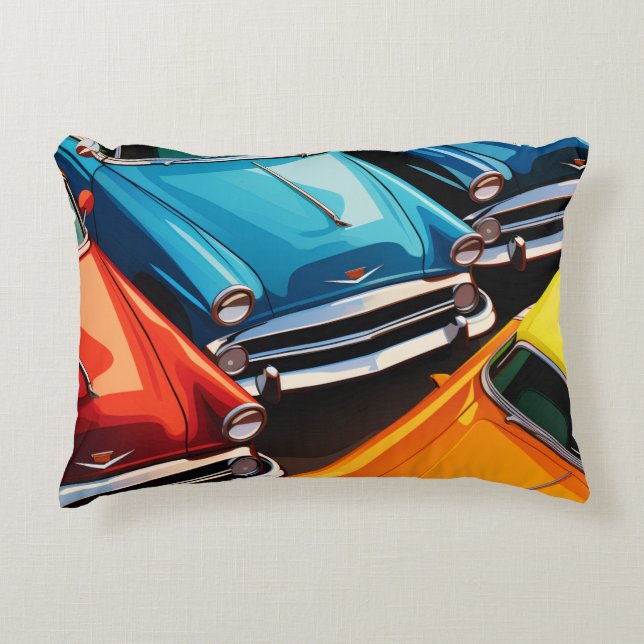 Cojín Decorativo Vintage Cars Pattern (Anverso)
