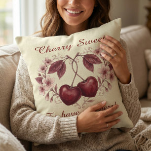 Cojín Decorativo Vintage Cherry Dulce tenerte aquí floral
